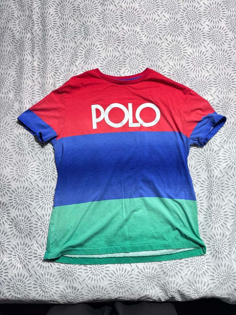 Polo Ralph Lauren Men's T-Shirt Medium Multicolor Fade Red Blue Green